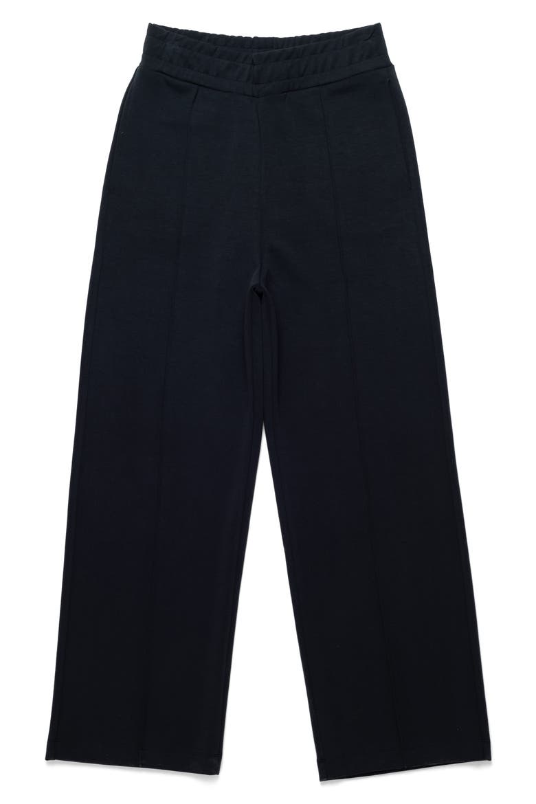 Pleated Straight Leg Pull-On Pants, Alternate, color, BLACK