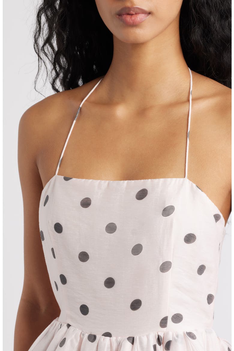 Nancy Cutout Flared Minidress, Alternate, color, BLUSH POLKA DOTS