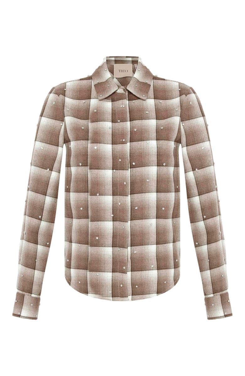 THEO The Label Europa Plaid Flannel Crystal Shirt, Alternate, color, Wheat