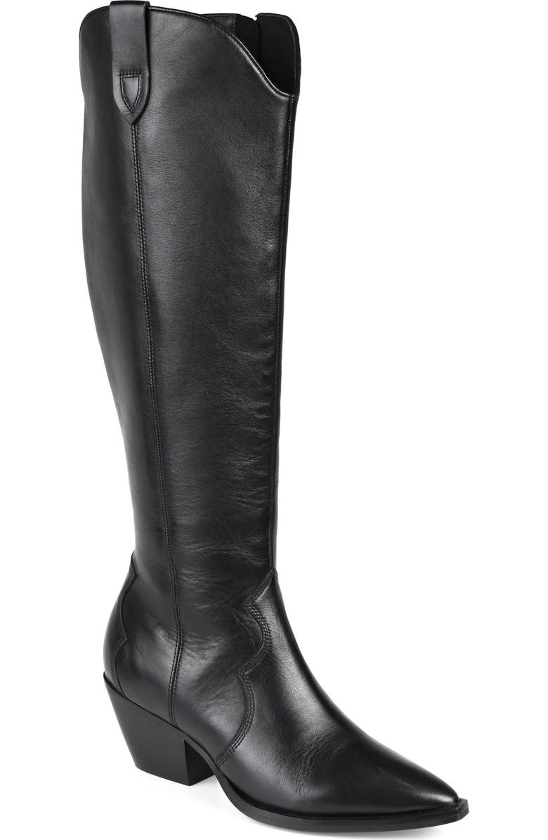 Journee Signature Pryse Leather Western Boot, Main, color,