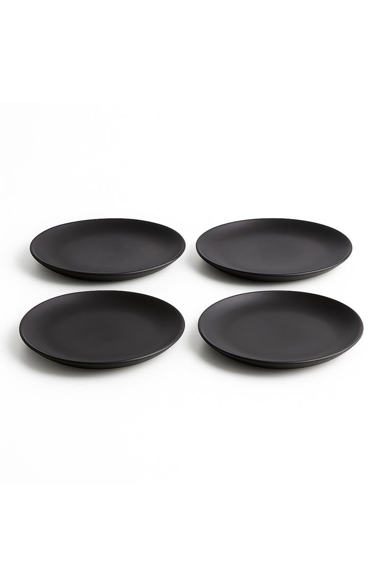 Gharyan Stoneware Edan Flat Dinner Plate, Set of 4, Alternate, color, Matte Black
