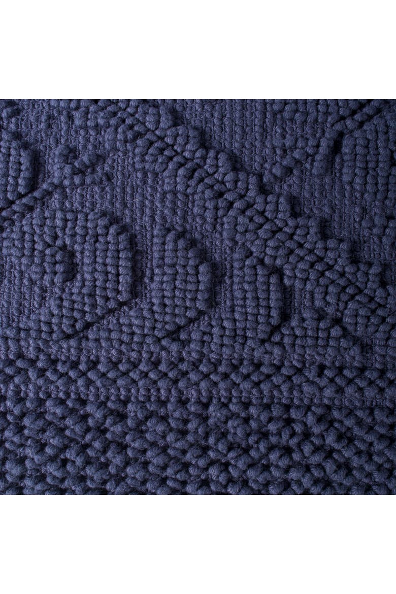 Jacquard Bordered Bath Mat, 20x31", Alternate, color, Navy Damask
