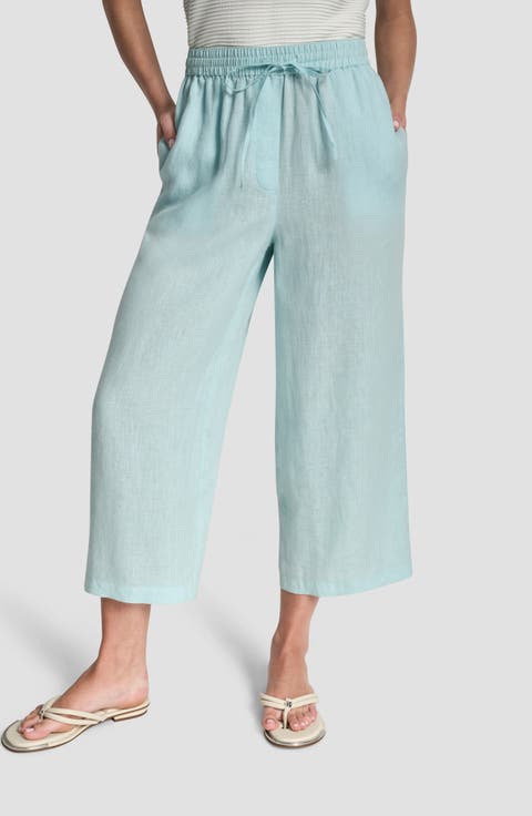 Drawstring Crop Linen Pants
