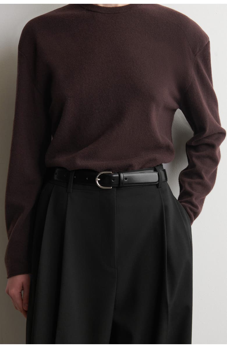 COS D-Buckle Leather Belt, Main, color, Black / Silver