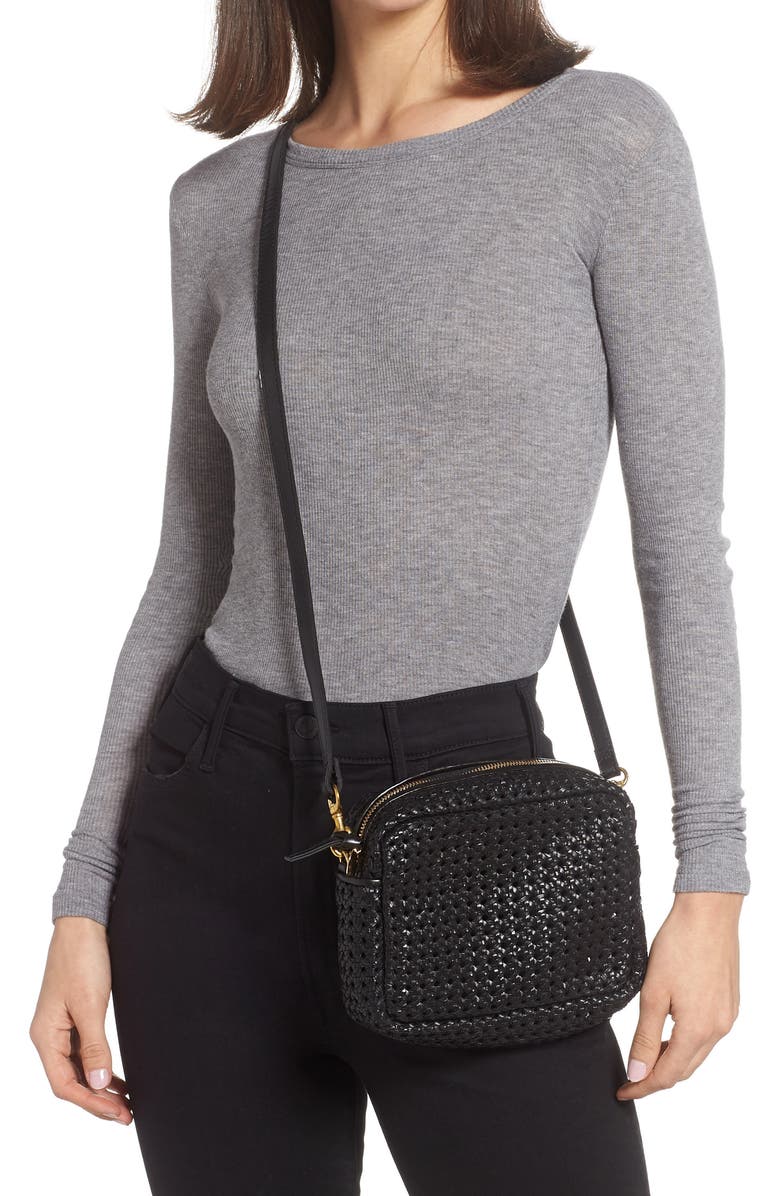 Clare V. Midi Sac Woven Leather Crossbody Bag, Alternate, color,