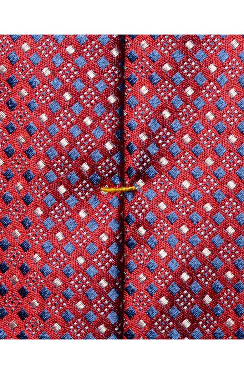 Eton Neat Geometric Pattern Silk Tie, Alternate, color, Medium Red