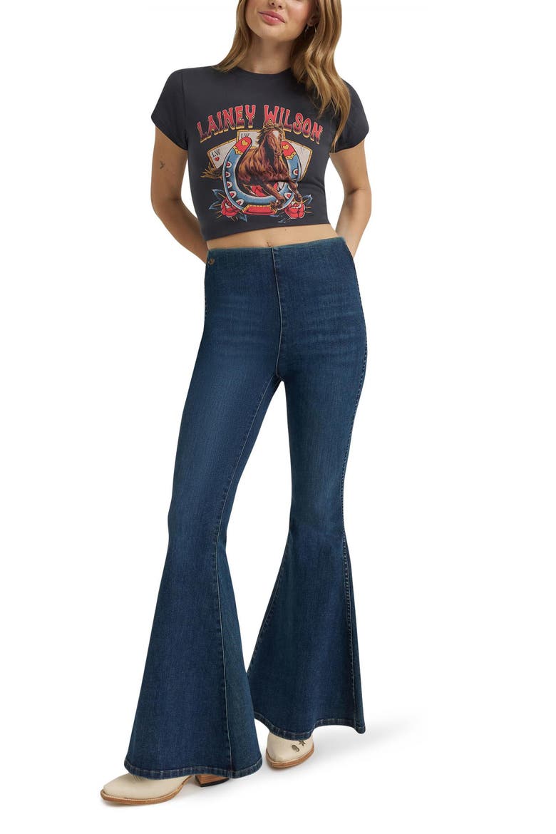 Western Flare Leg Jeans, Alternate, color, DARK