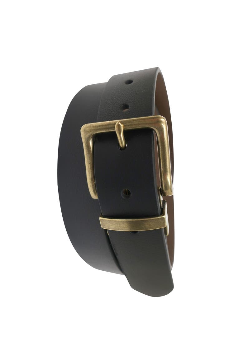 Mens Reversible Cut Edge Leather Belt, Alternate, color, Black