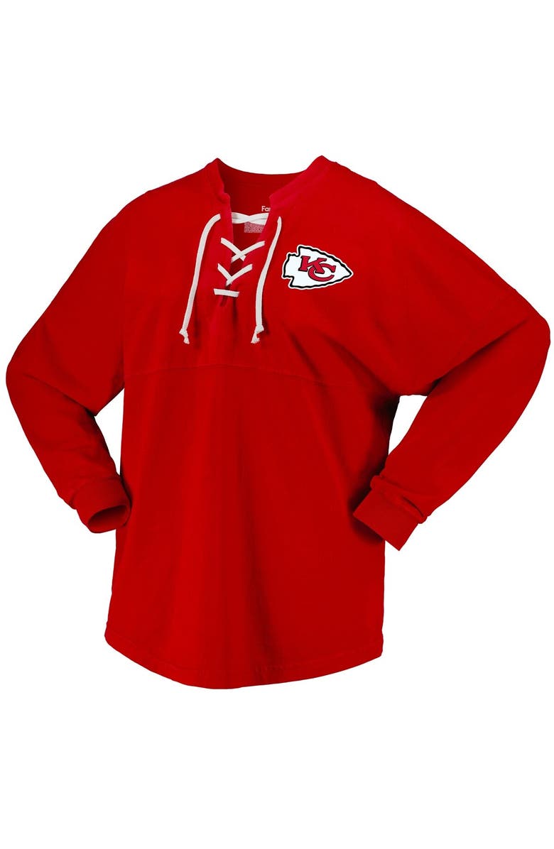 FANATICS Women's Fanatics Branded  Red Kansas City Chiefs Super Bowl LVIII Champions Lace-Up Long Sleeve Jersey T-Shirt, Alternate, color, 
