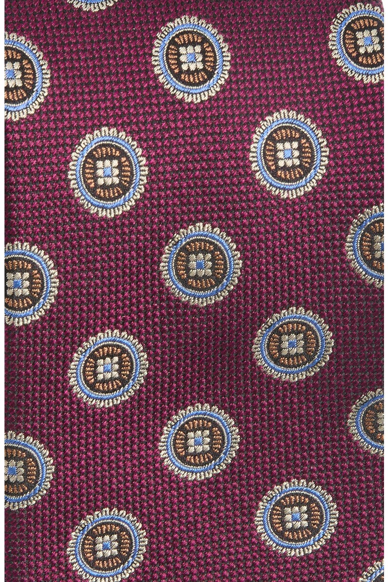 Medallion Silk Tie, Alternate, color, WINE