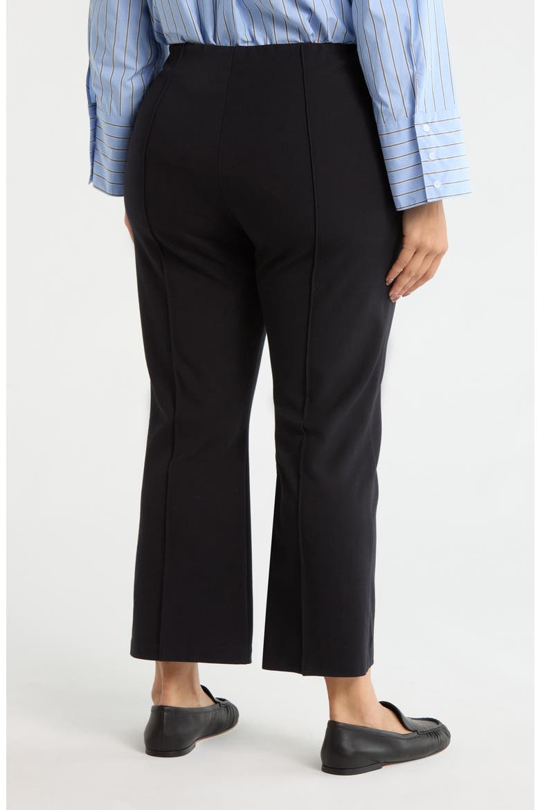 Pintuck Stretch Cotton Crop Flare Leg Pants, Alternate, color, BLACK