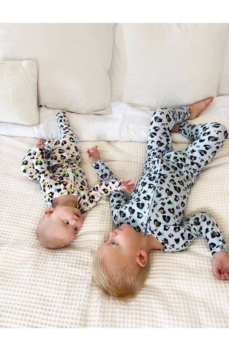 Bellabu Bear Kids' Rainbow Leopard Convertible Footie Pajamas, Alternate, color, 