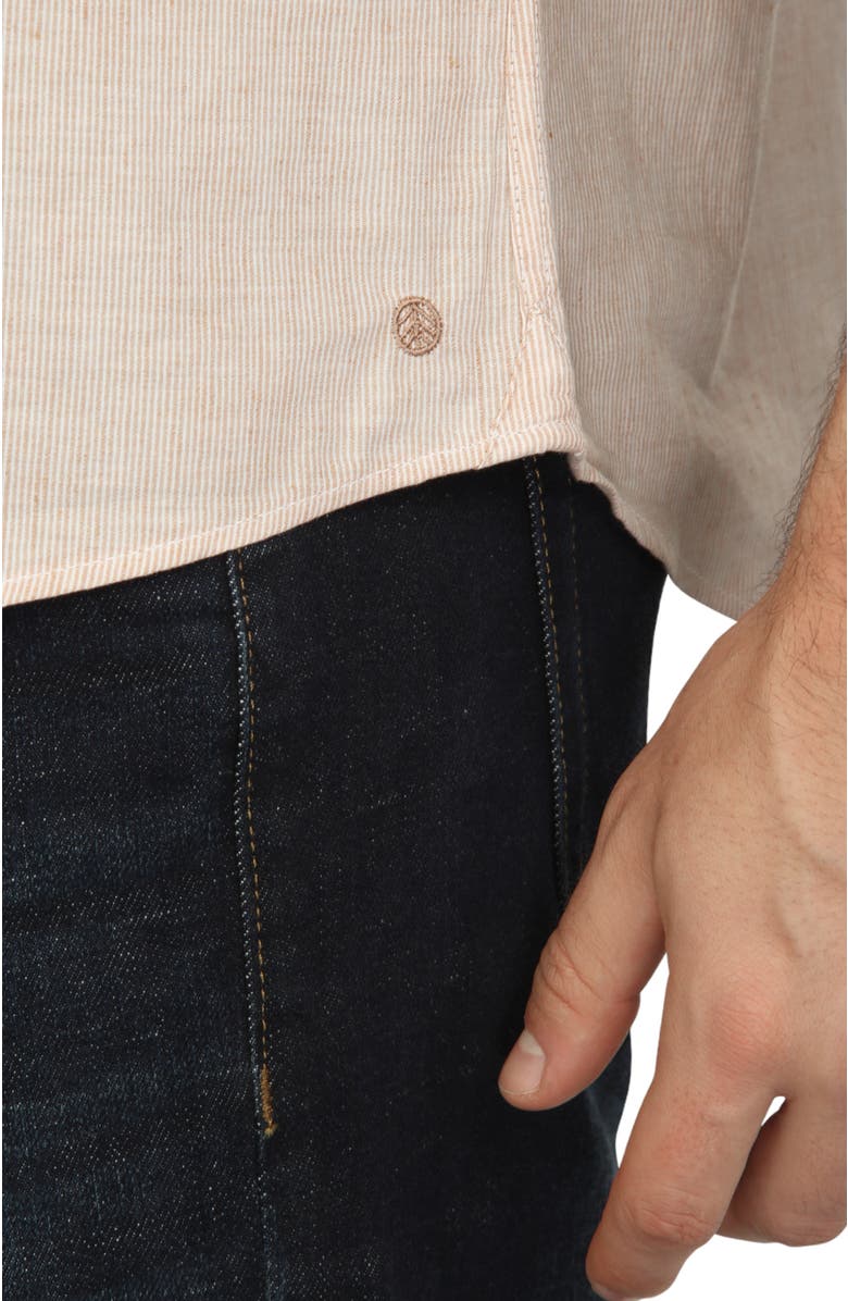 Vustra Micro Stripes Linen Short Sleeve Shirt, Alternate, color, 