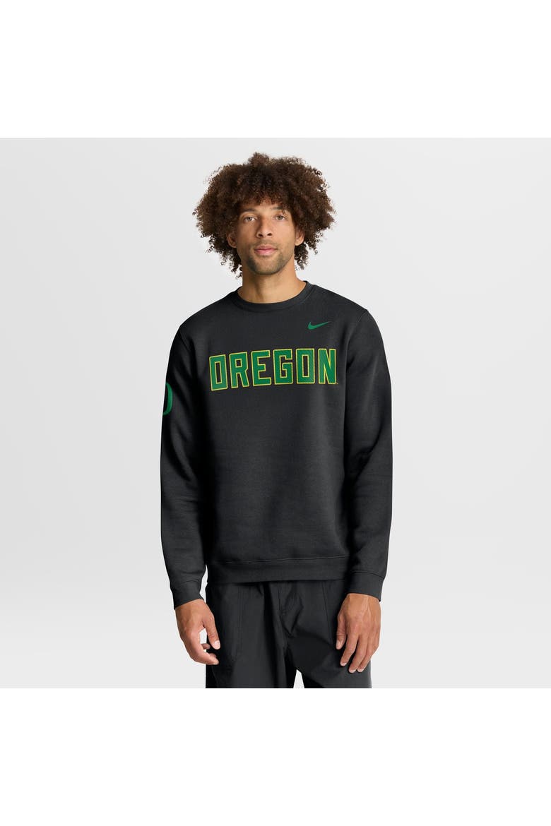 Men's Nike Black Oregon Ducks 2026 Sideline Club Sweatshirt, Main, color, Black