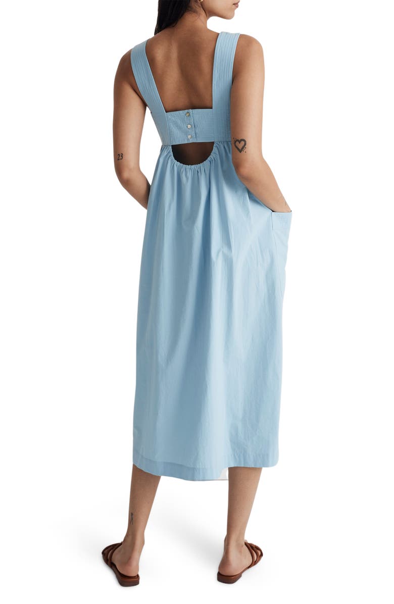 Madewell Cotton Poplin Cutout Back Empire Midi Dress, Alternate, color, 