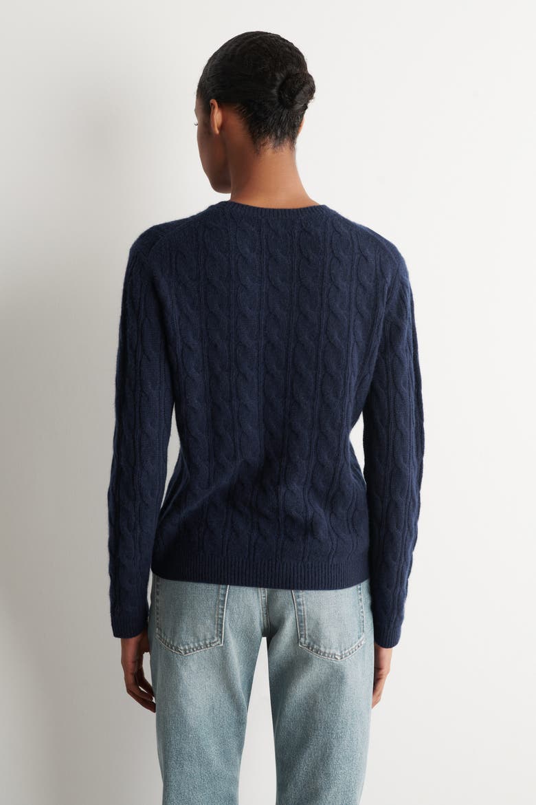 Cable-Knit Cashmere Sweater, Alternate, color, NAVY