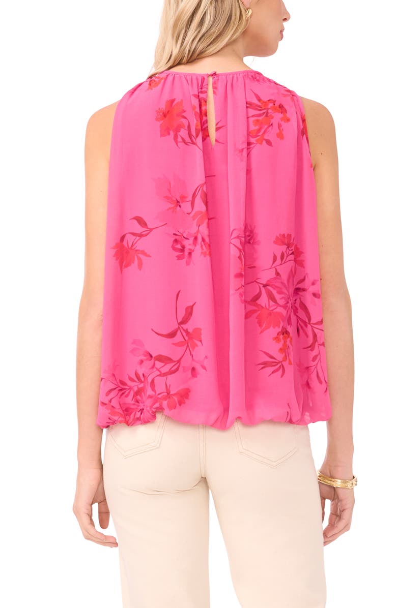 Vince Camuto Floral Bubble Hem Tank, Alternate, color, Raspberry Sorbet