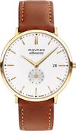 Movado Heritage Silhouette Leather Strap Watch, 40mm