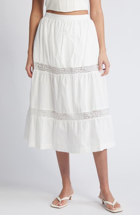 Lace Trim Tiered Skirt