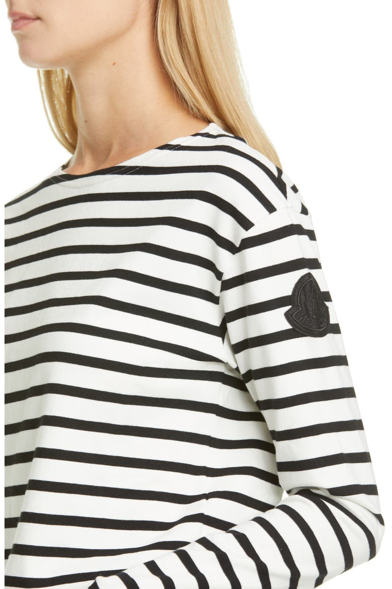 Logo Patch Stripe Cotton Tee, Alternate, color, BLACK