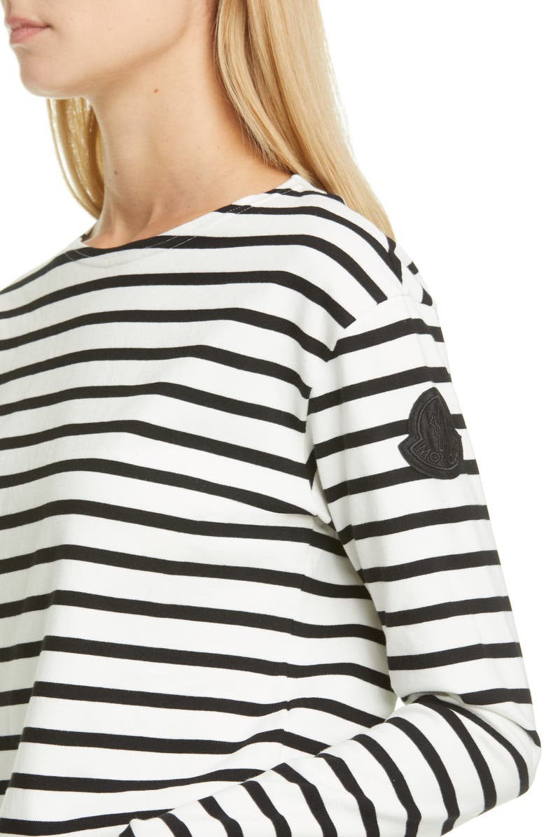 Moncler Logo Patch Stripe Cotton Tee, Alternate, color, 
