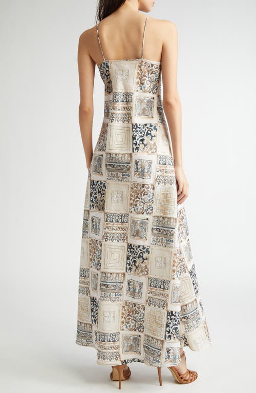 Eleventy Tile Print Linen Slipdress In Sand