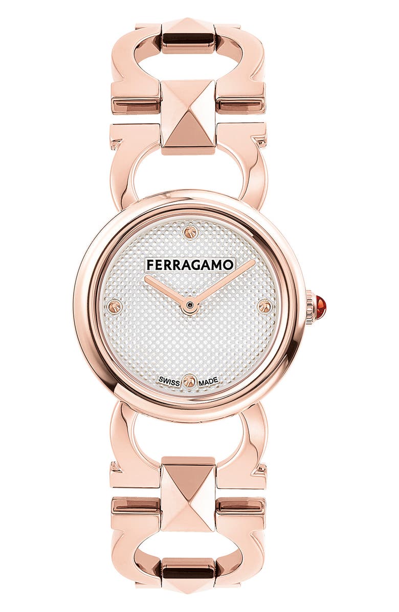 FERRAGAMO Double Gancio Bracelet Watch, 25mm, Main, color, 