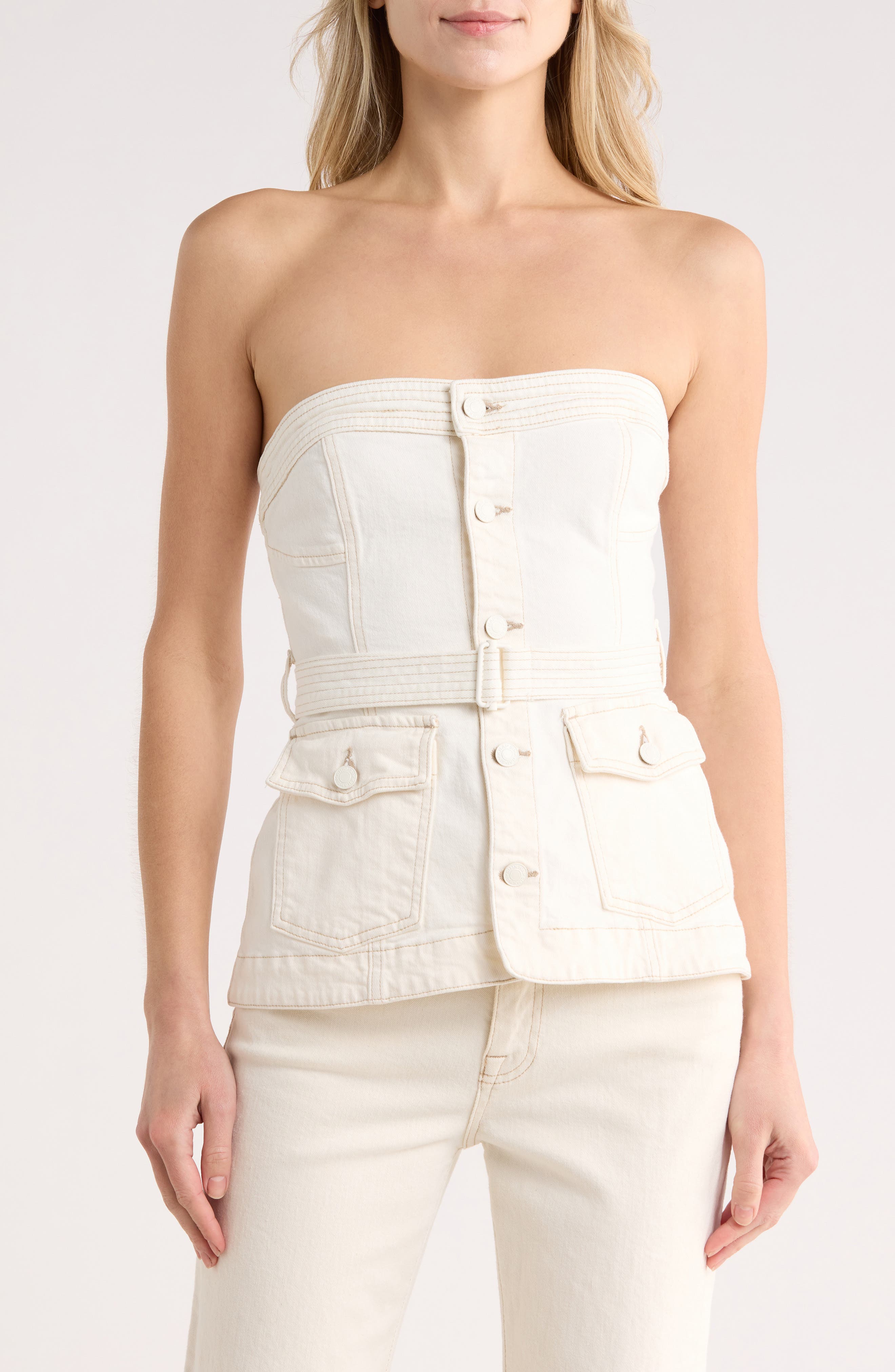 Simkhai Cyan Belted Bustier Top