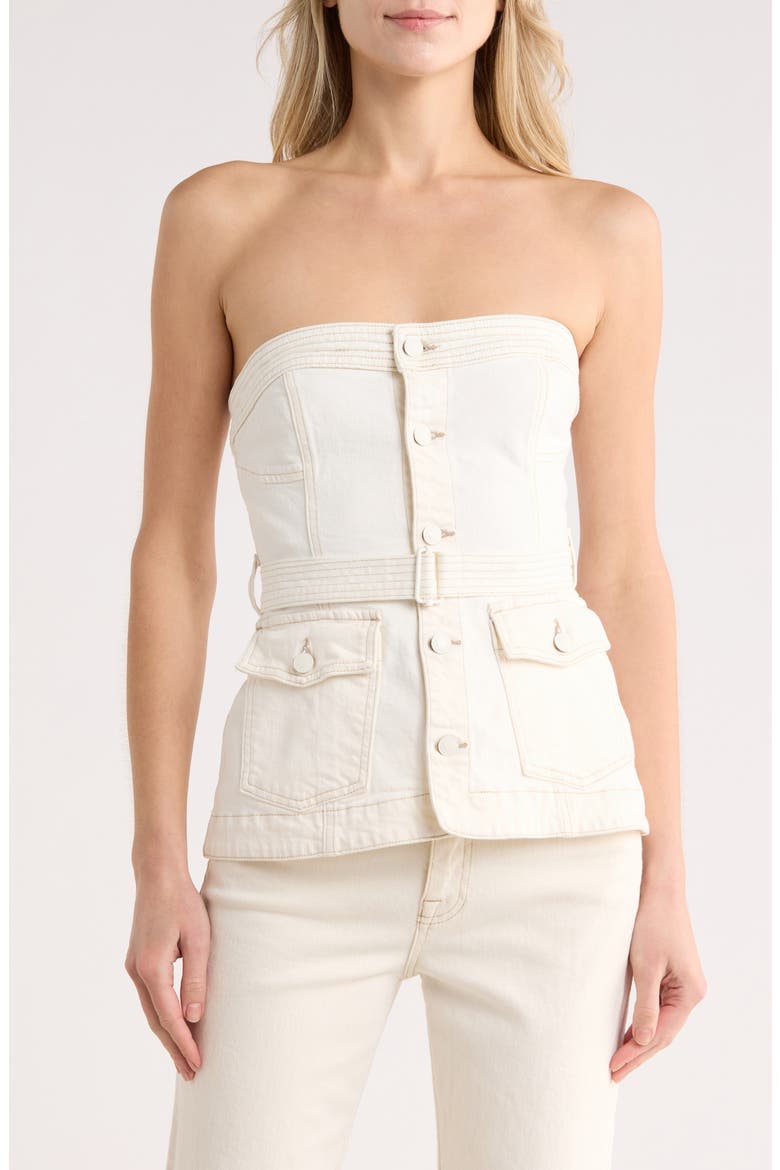 Cyan Belted Bustier Top, Main, color, ECRU