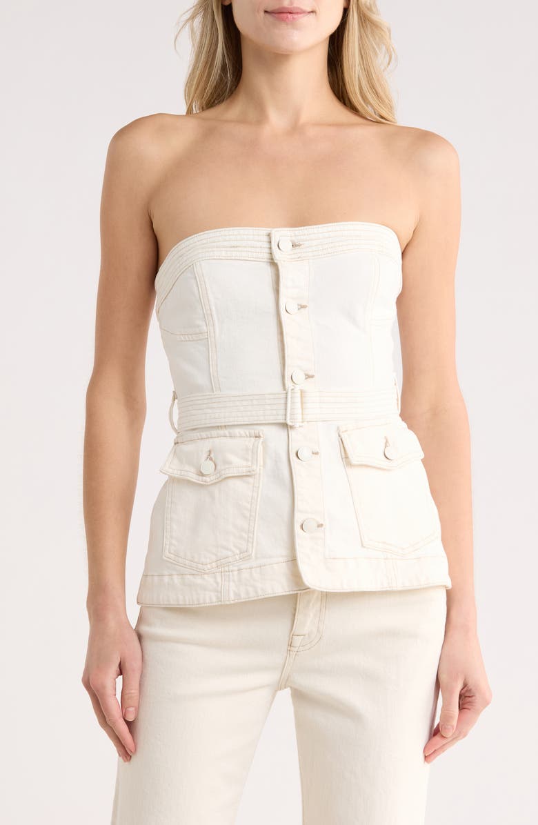 Simkhai Cyan Belted Bustier Top, Main, color, Ecru