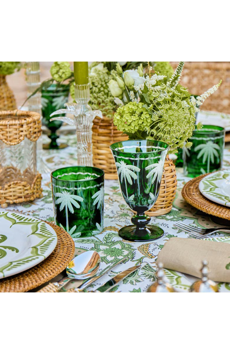Mrs. Alice Emerald Palm Tree Wine Glasses, Alternate, color,