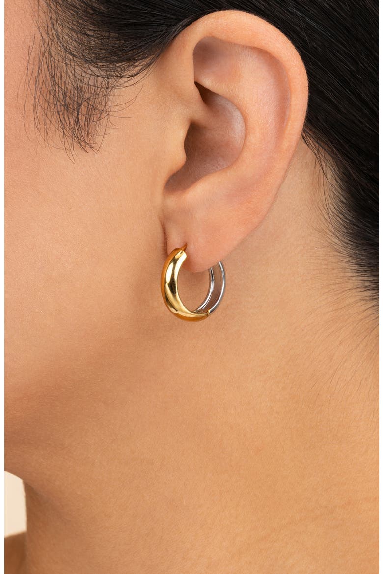 Betina Two Tone Hoop Earrings, Alternate, color, DUAL TONE