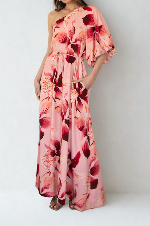 Blush Lily One Shoulder Maxi Dress