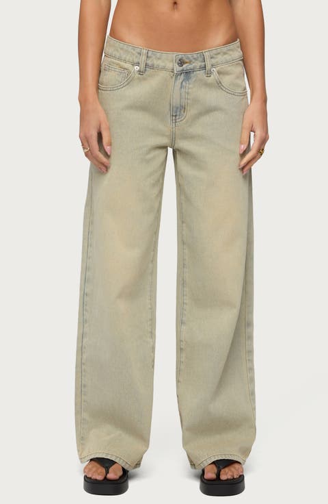 Raelynn Washed Low Rise Baggy Wide Leg Jeans