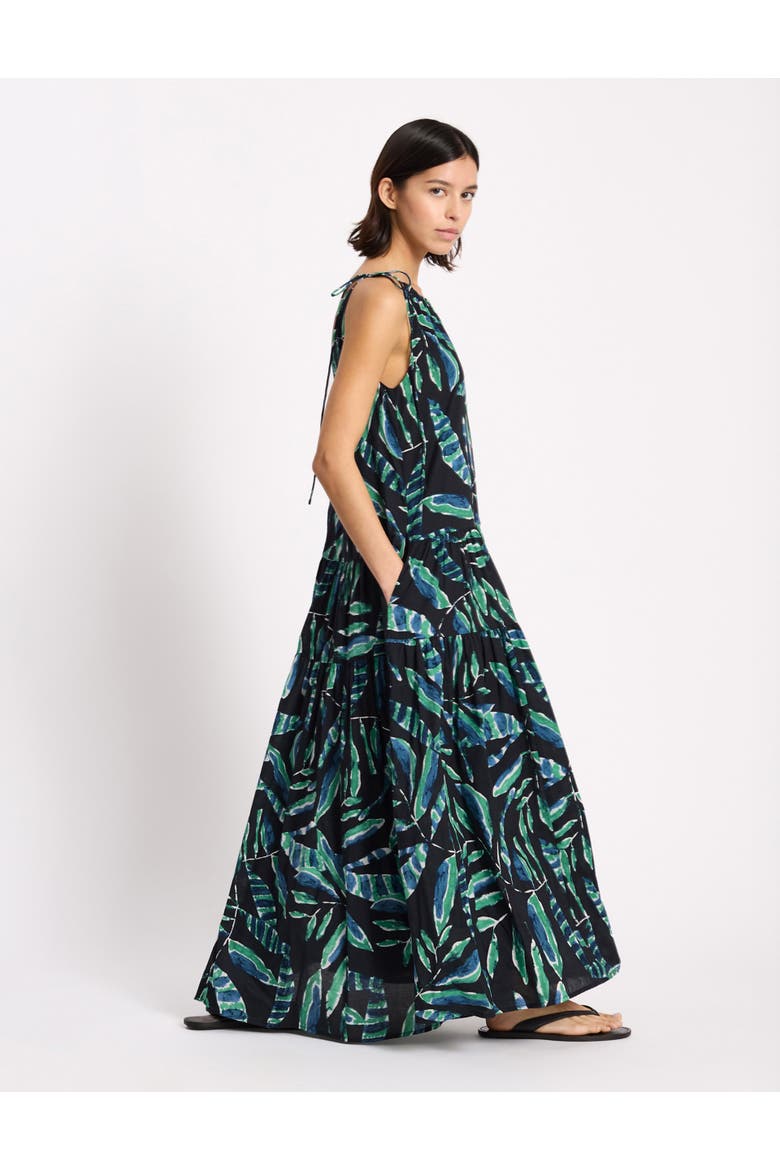 Painterly Palm Maxi Dress, Alternate, color, Black