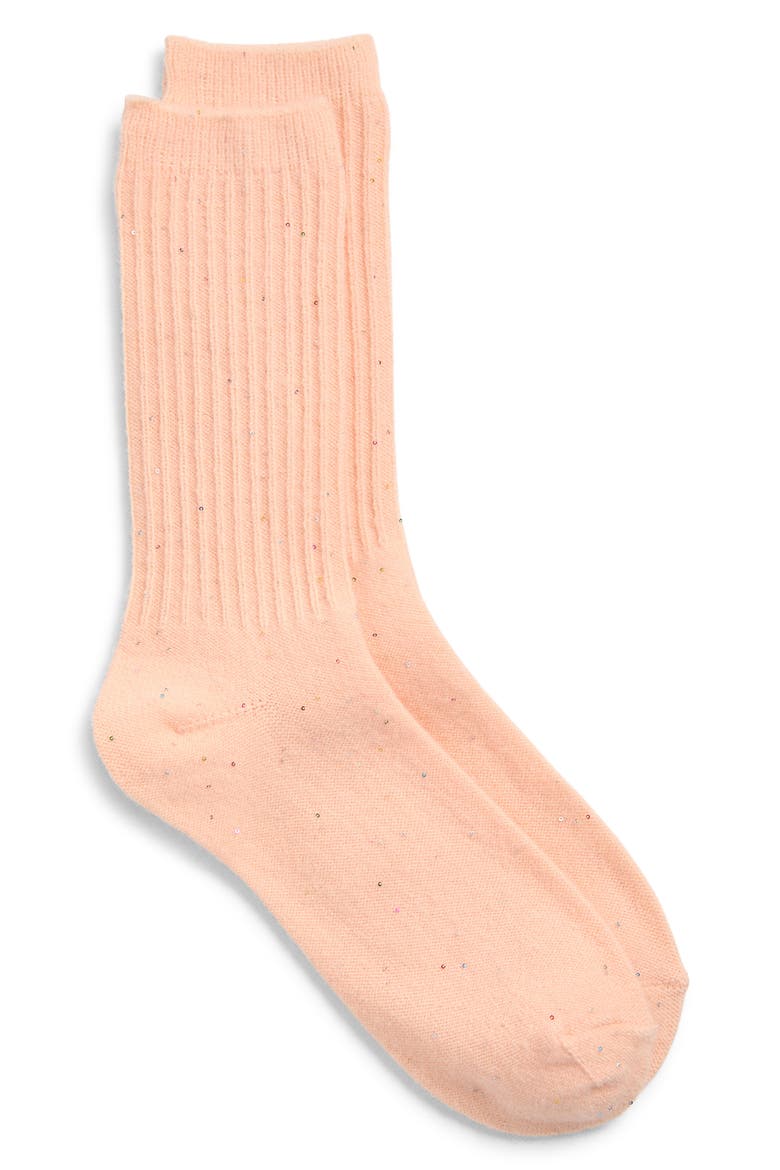 Sparkle Crew Socks, Alternate, color, PINK BUBBLES