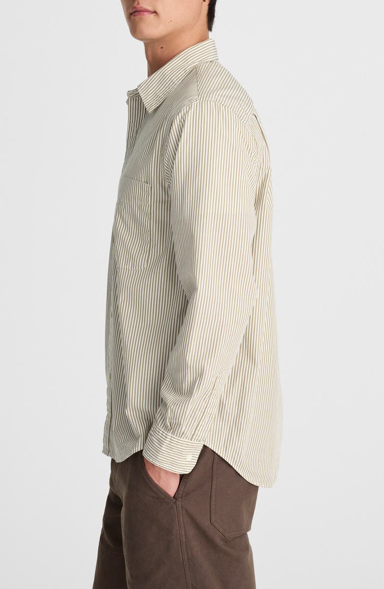 Madewell Stripe Cotton Poplin Button-Up Shirt, Alternate, color, Aged Olive Stripe