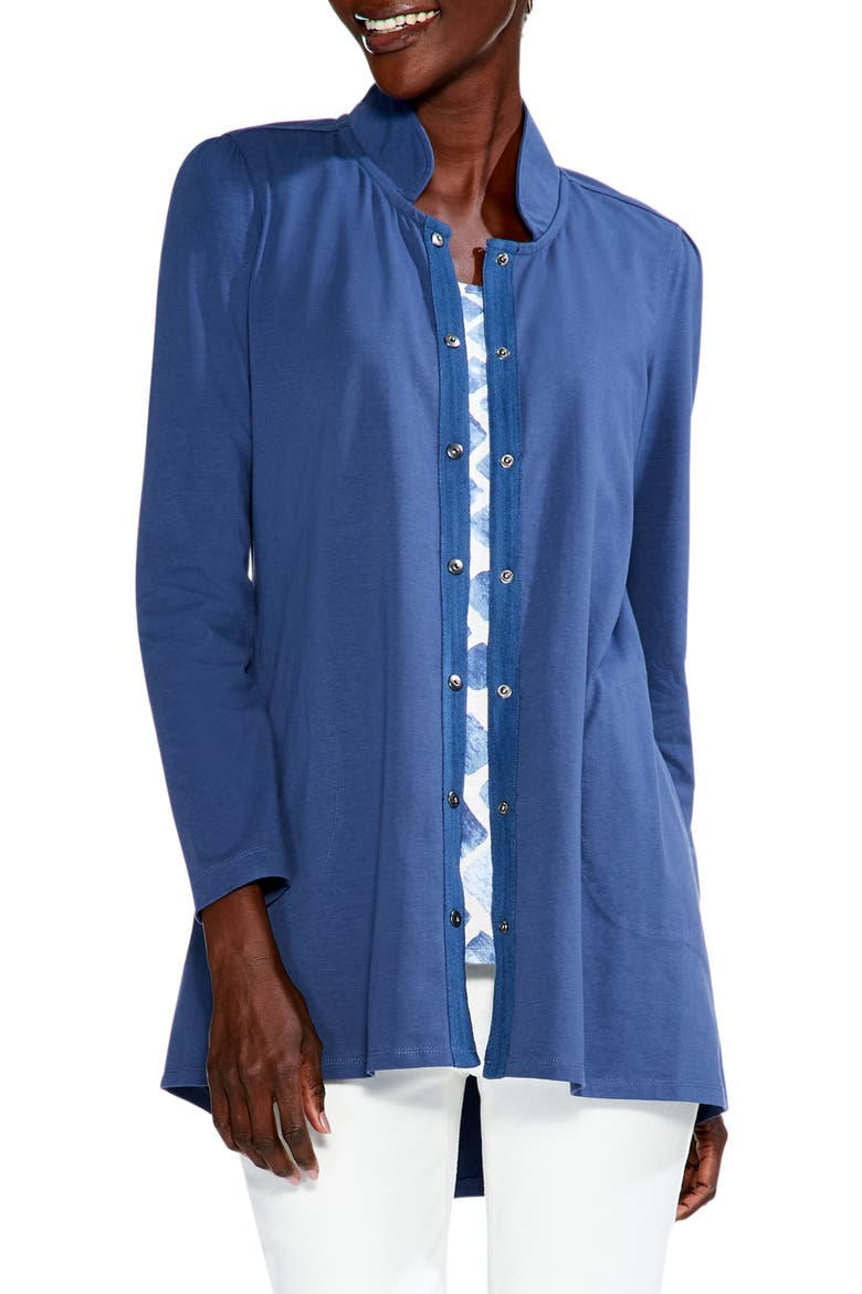 Perfect Snap-Up Stretch Cotton Jacket, Main, color, HARBOR BLUE