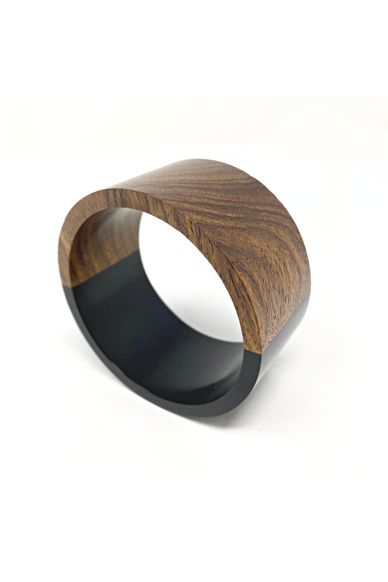 Two-Tone Wood Statement Stacking Bangle, Main, color, Black