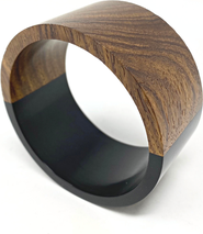Youzey Two-Tone Wood Statement Stacking Bangle