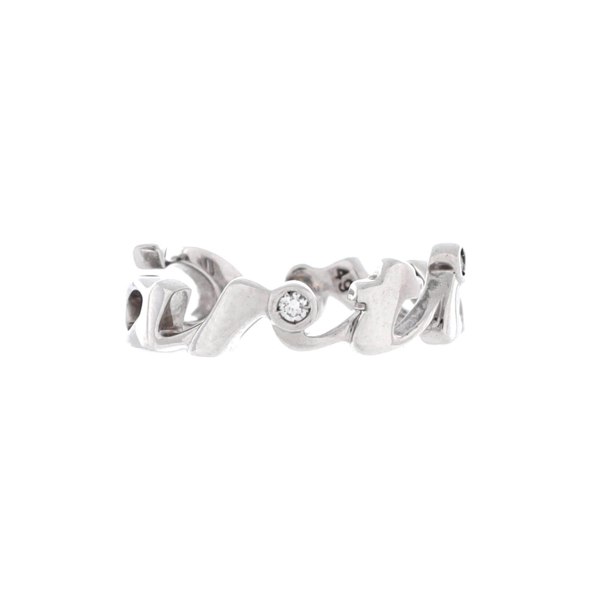 Signature 3 Diamonds Ring 18K White Gold with Diamonds, Main, color, Metallic Gold