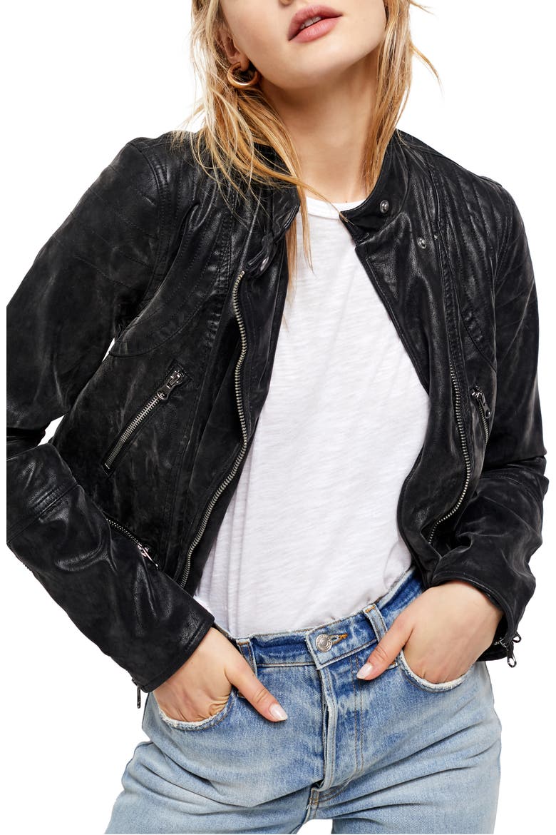 Fenix Faux Leather Moto Jacket, Main, color, BLACK