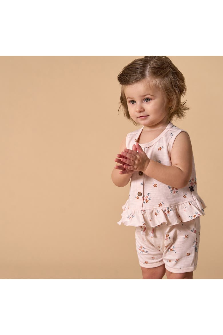 Sleeveless Peplum Tops and Shorts Set, Alternate, color, Rose Flower Bunch