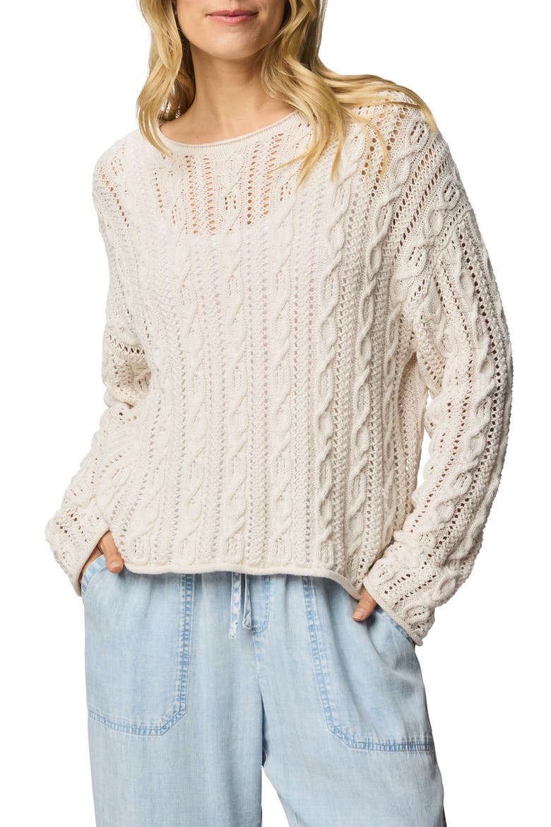 Brennan Cable Knit Cotton Sweater, Main, color, MOONSTONE GREY