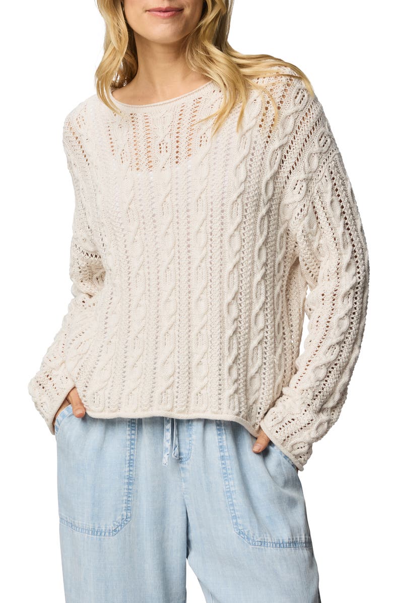 Splendid Brennan Cable Knit Cotton Sweater, Main, color, Moonstone Grey