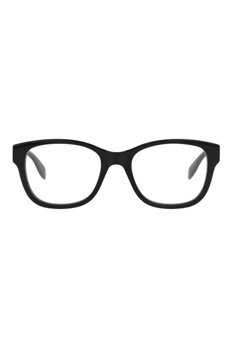 52mm Square Optical Glasses, Main, color, BLACK BLACK TRANSPARENT