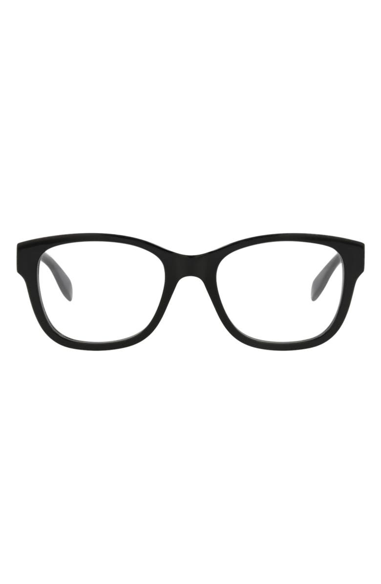 McQueen 52mm Square Optical Glasses, Main, color, Black Black Transparent