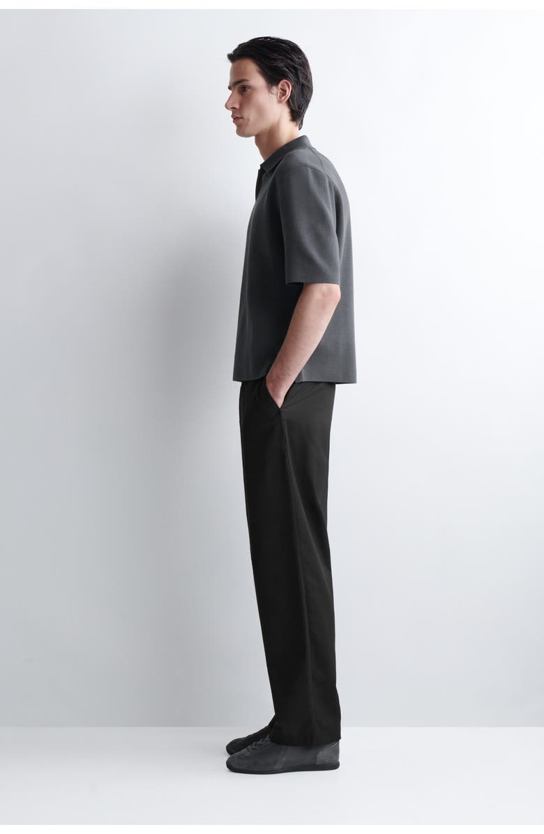 COS Milano-Knit Cotton Polo Shirt, Alternate, color, Dark Gray