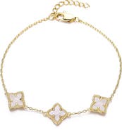 Adornia Mother of Pearl Flower Station Bracelet