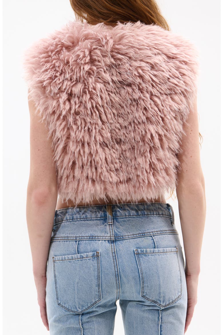 Camille Faux Fur Crop Vest, Alternate, color, PINK